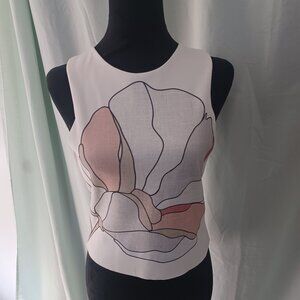 Zara w/s collection Women's sleeveless top ivory with print